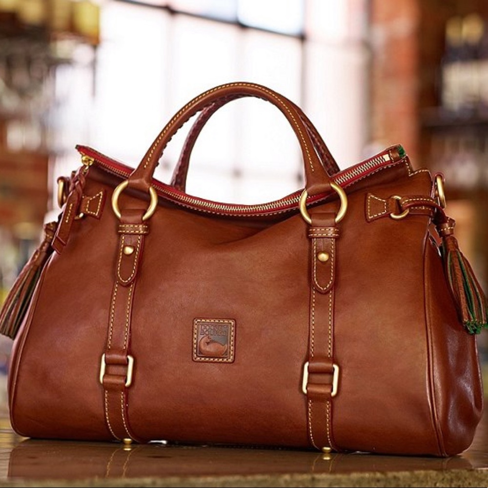 Dooney & Bourke Leather Tasseled Satchel Bag